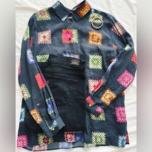 Villagallo Irina Crochet Print Long Sleeve